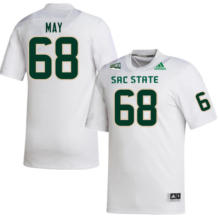 Sacramento State Hornets #68 Davis May College Football Jerseys Stitched Sale-White